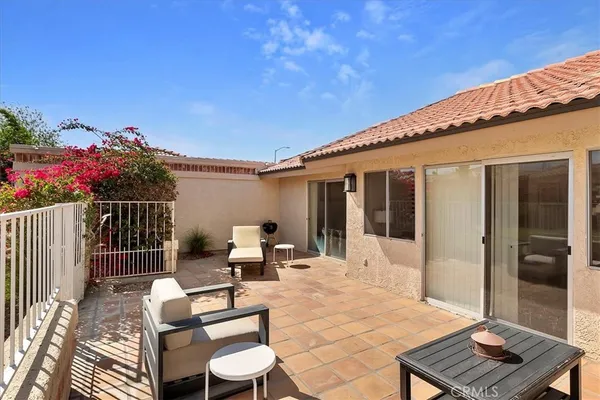 a outdoor space with a bench