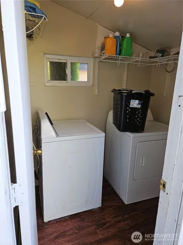 a utility room with dryer and washer
