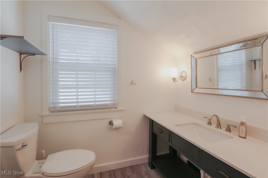 207 Harmon Road Aurora, OH 44202 - Photo 31 of 40 Bathroom featuring vinyl wood-type flooring, vanity, and toilet