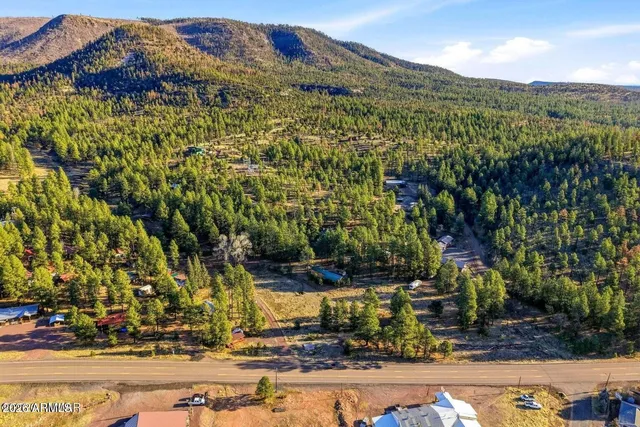 a view of a city with a mountain