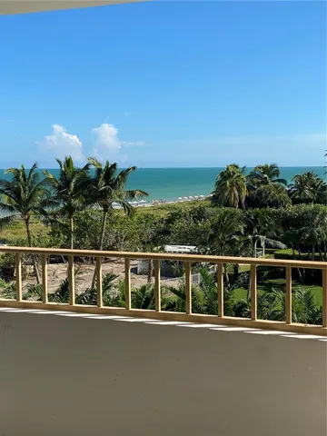 a view of a balcony with mountain view