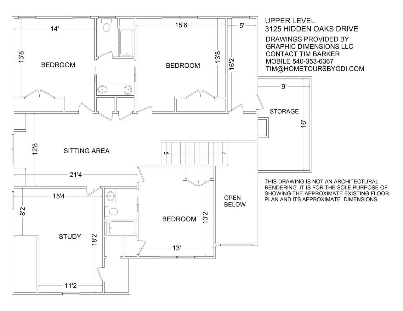 3125 Hidden Oak Road Southwest Roanoke, VA 24018 - Photo 69 of 69 Upper Level Floor Plan