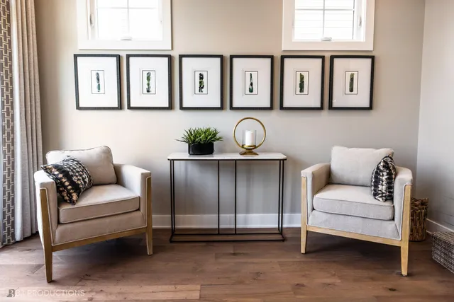 a living room with furniture