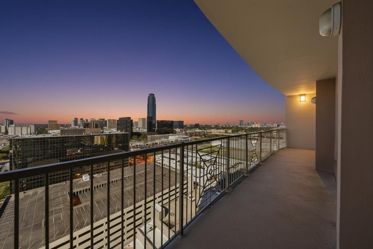 a view of city from a balcony