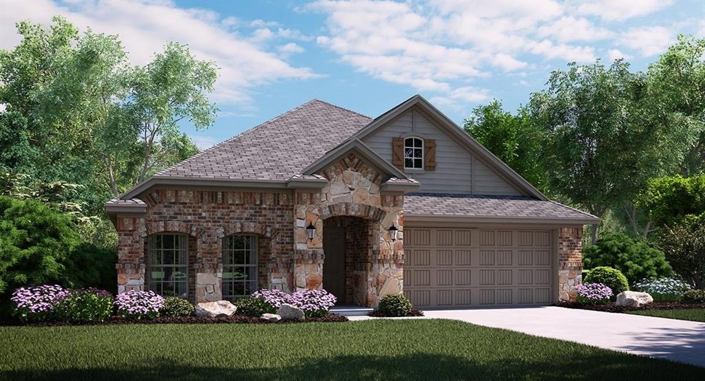 a front view of a house with a garden and plants
