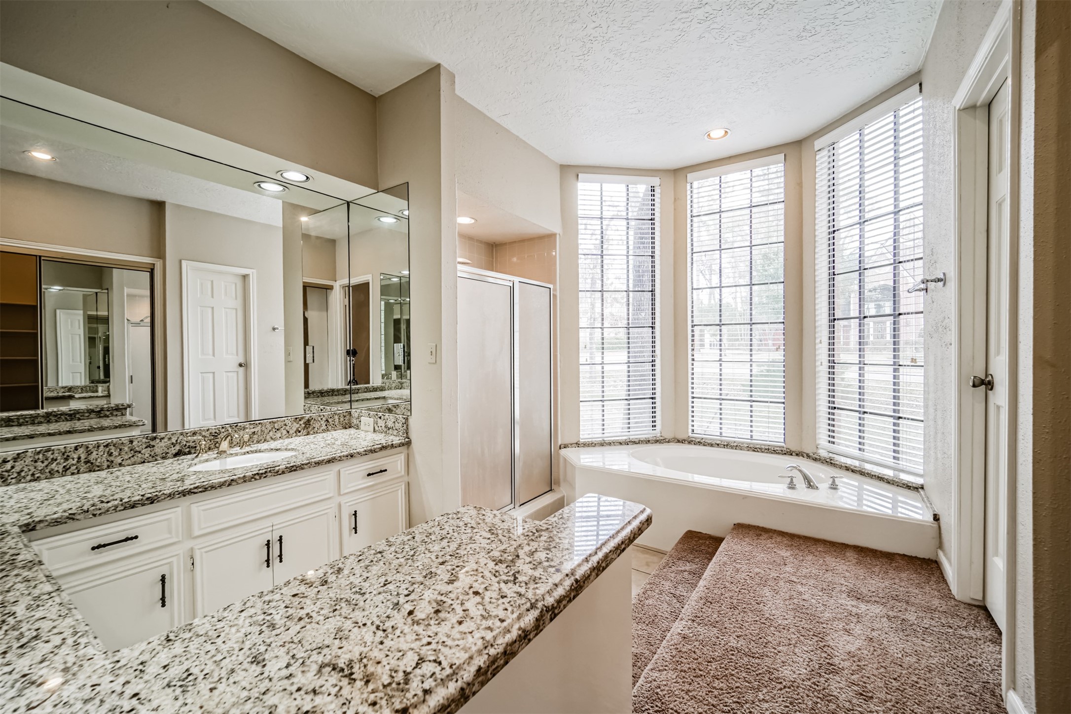 67 North Skyflower Court Spring, TX 77381 - Photo 22 of 45 a bathroom with a tub a sink and a large mirror
