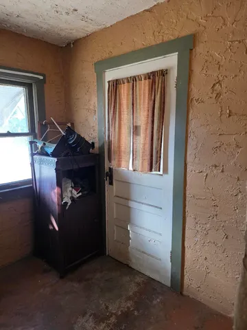 a room with closet door