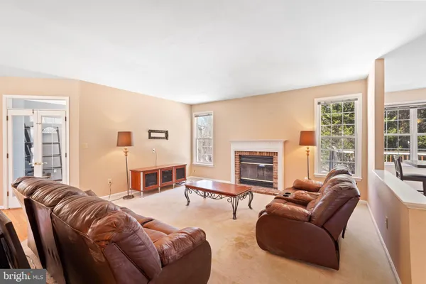 a living room with furniture window and a fireplace