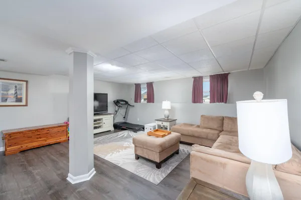 a living room with furniture and a couch