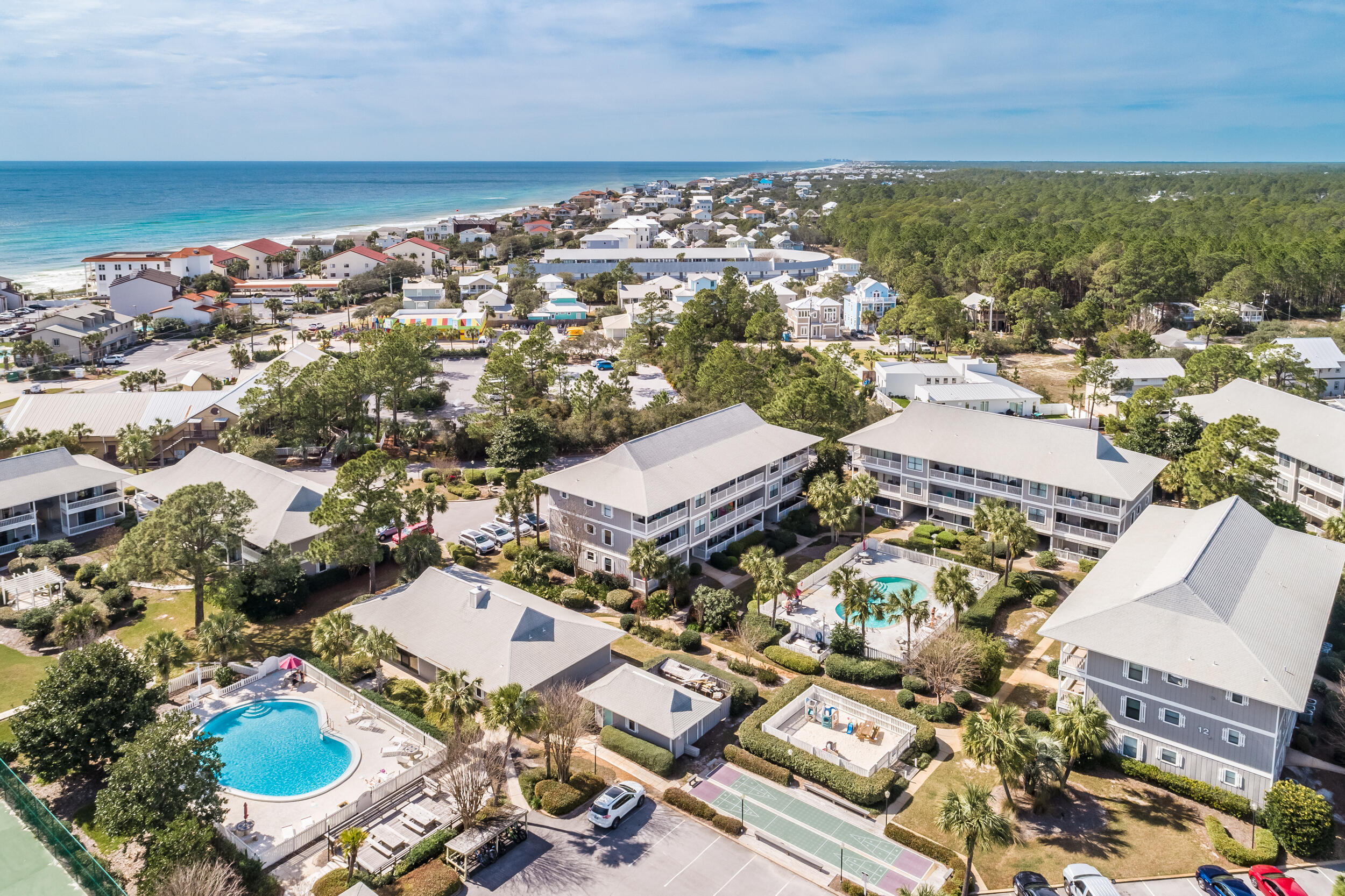3799 East County Highway 30A, Unit C8 Santa Rosa Beach, FL 32459 - Photo 24 of 49 an aerial view of residential building with parking space