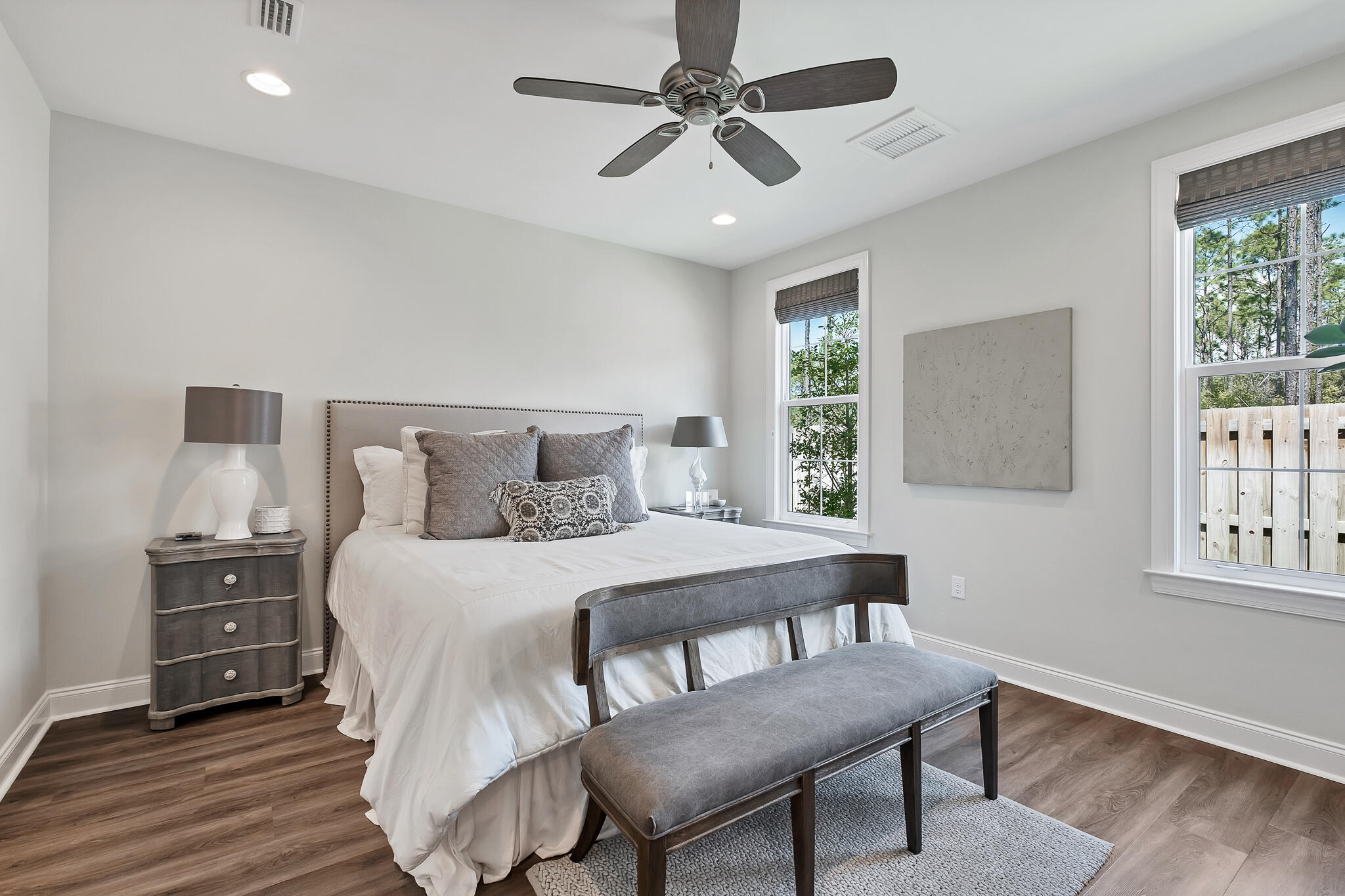 21 Windrow Way Inlet Beach Inlet Beach, FL 32461 - Photo 25 of 58 a bedroom with a bed chandelier and a window