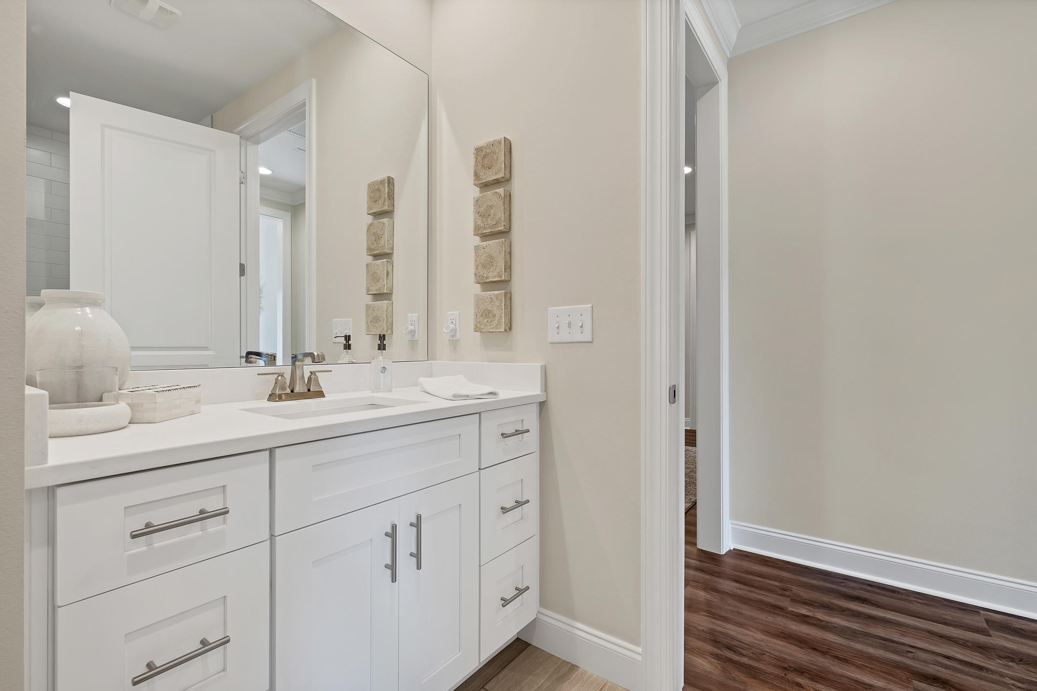 21 Windrow Way Inlet Beach Inlet Beach, FL 32461 - Photo 10 of 58 a bathroom with a double vanity sink and mirror