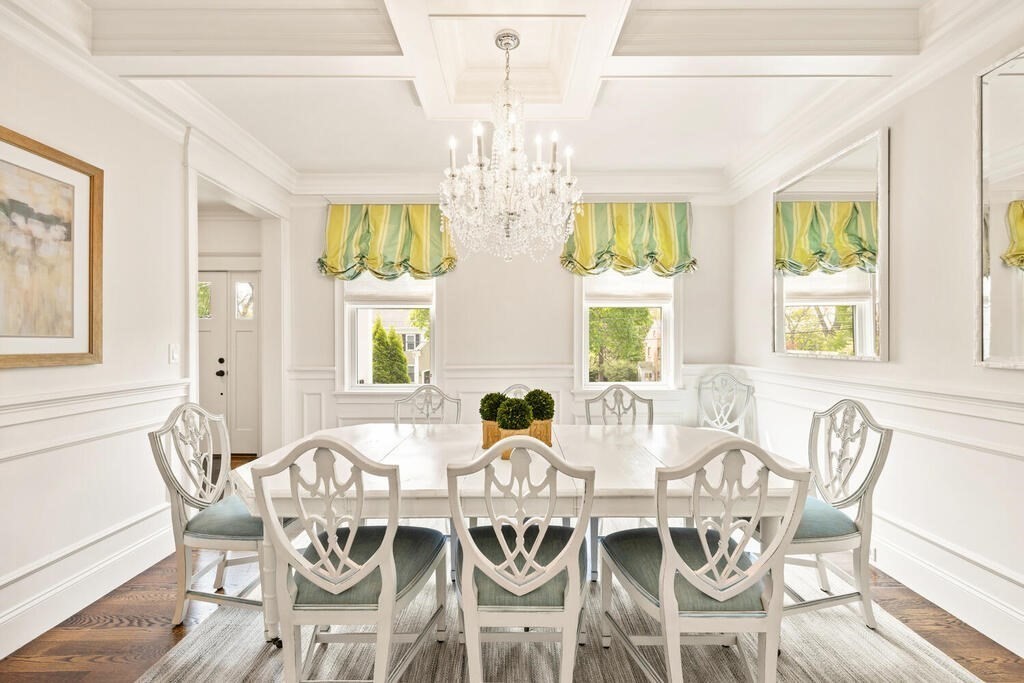 22 Richard Road Lexington, MA 02421 - Photo 11 of 42 a view of a dining room with furniture and chandelier