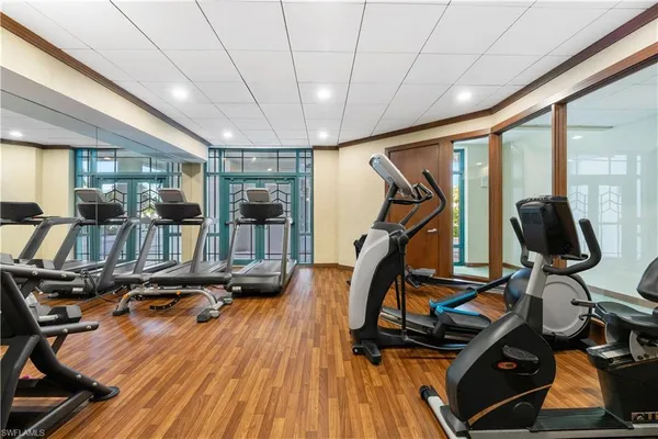 a view of a room with gym equipment