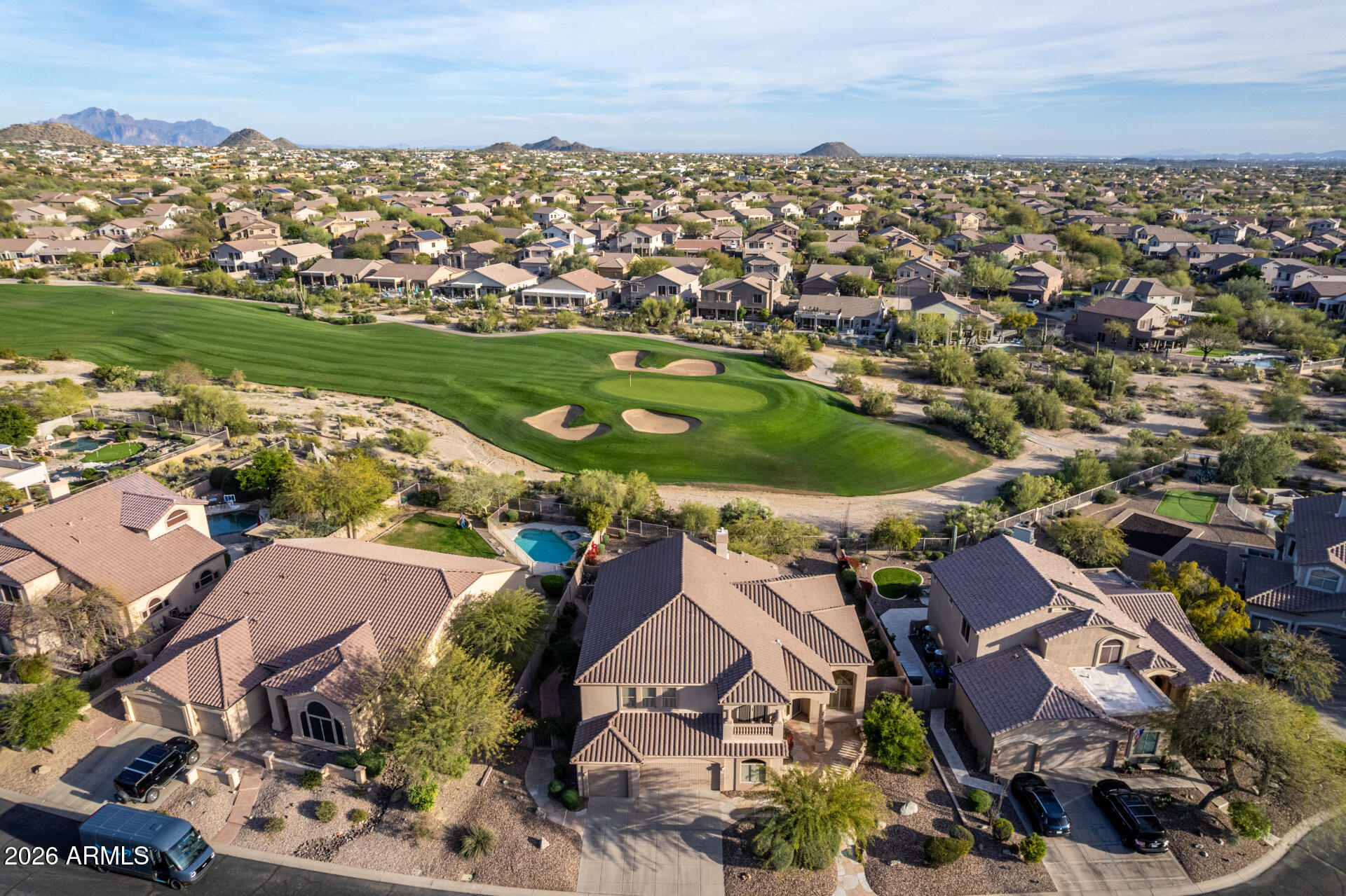 3430 North Mountain Ridge, Unit 13 Mesa, AZ 85207 - Photo 88 of 115 an aerial view of residential houses with outdoor space and trees