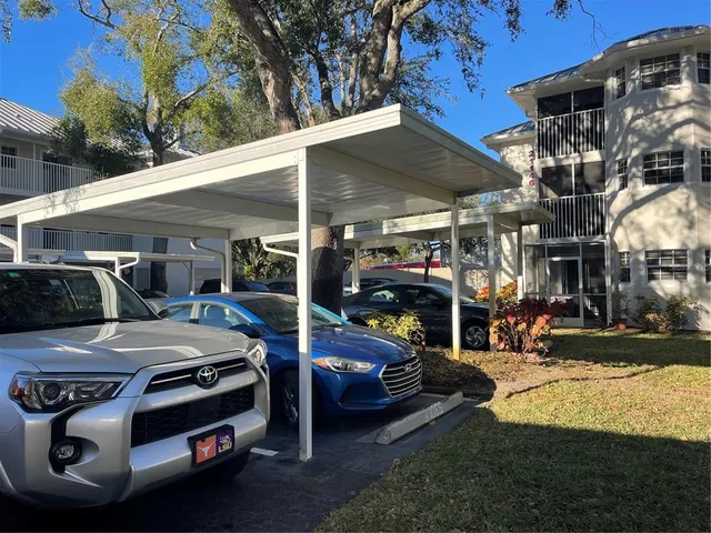 a car parked in front of a building