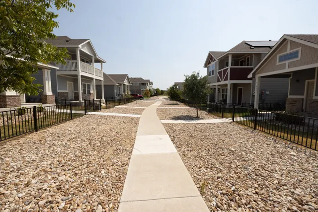 a view of a building with a bench