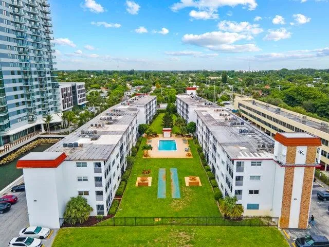 a view of a city with tall buildings
