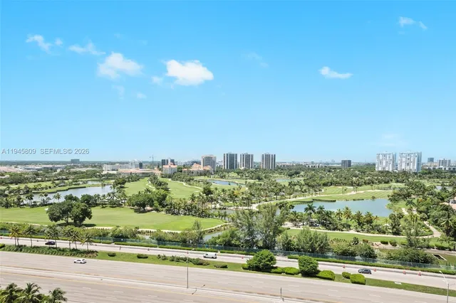 a view of a city from a balcony