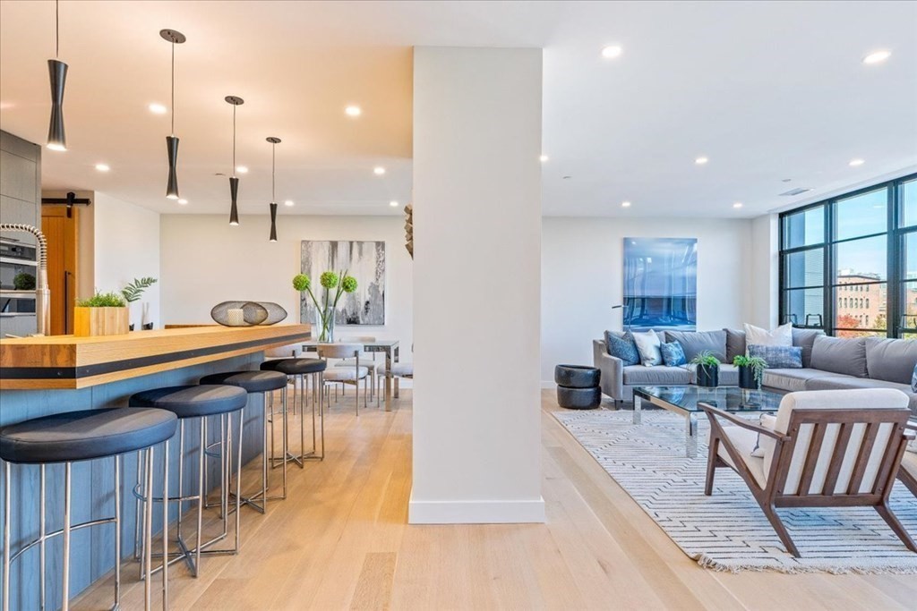 76 Wareham Street, Unit 5C Boston, MA 02118 - Photo 5 of 29 a living room with lots of furniture and a dining table