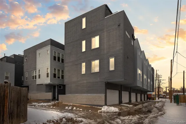 a front view of a building with street