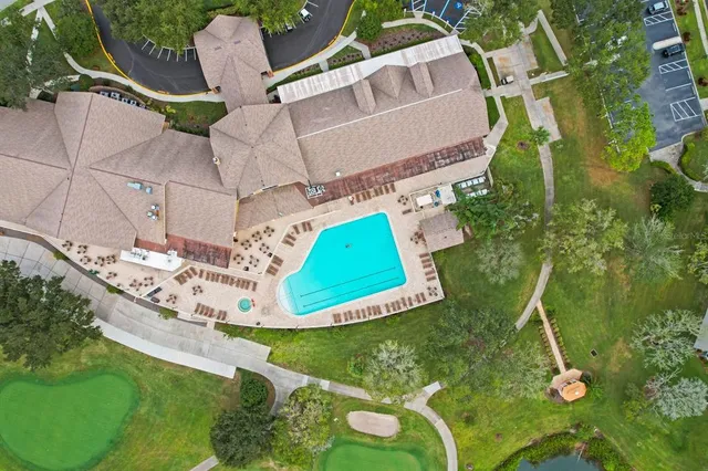 an aerial view of a house