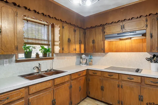 a kitchen with a sink and a window