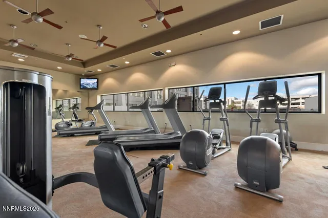 a view of a room with gym equipment