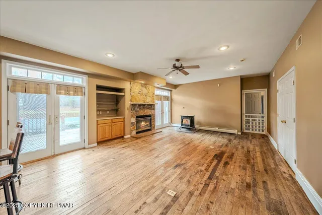 a view of a livingroom with a staircase