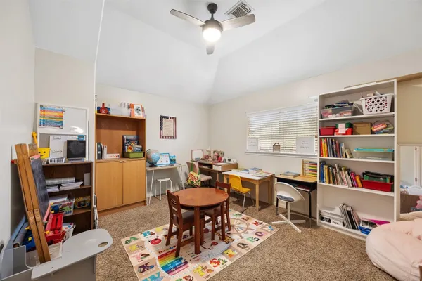 a workspace with furniture