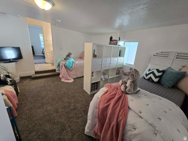 259 14th Street Ogden, UT 84404 - Photo 17 of 21 Carpeted room featuring a white painted headboard, integrated shelving unit, and a window providing natural light
