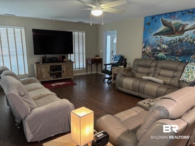 7310 Cook Road Foley, AL 36535 - Photo 10 of 14 Living room featuring wood finished floors and ceiling fan
