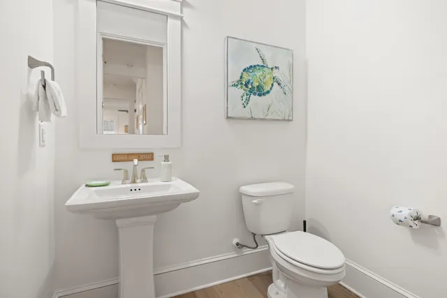 a view of a balcony with wooden floor