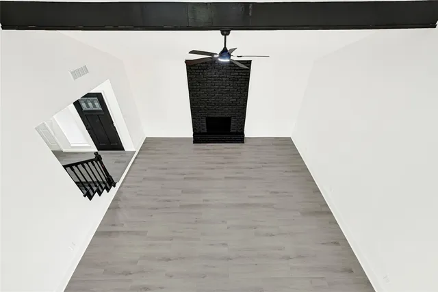 a view interior of a house with wooden floor and stairs