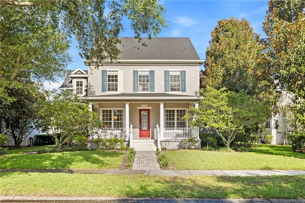 front view of a house with a yard