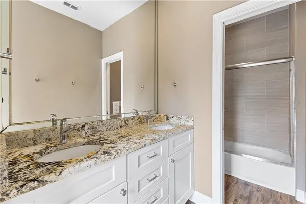 a view of a swimming pool with an outdoor space