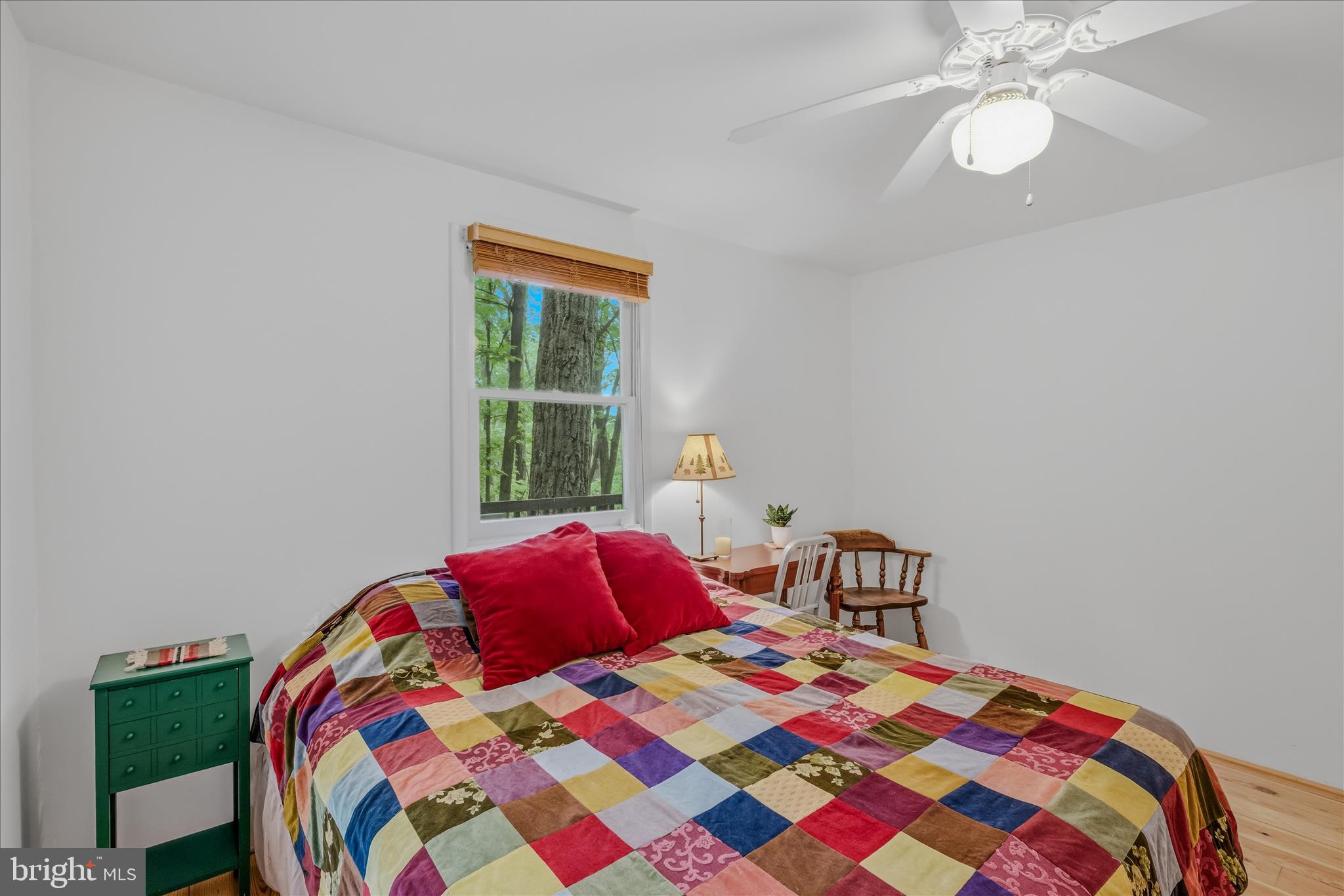 98 Ore Trail Berkeley Springs, WV 25411 - Photo 23 of 46 a bedroom with a bed and a chandelier