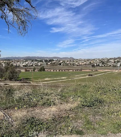 a view of a lake with a city