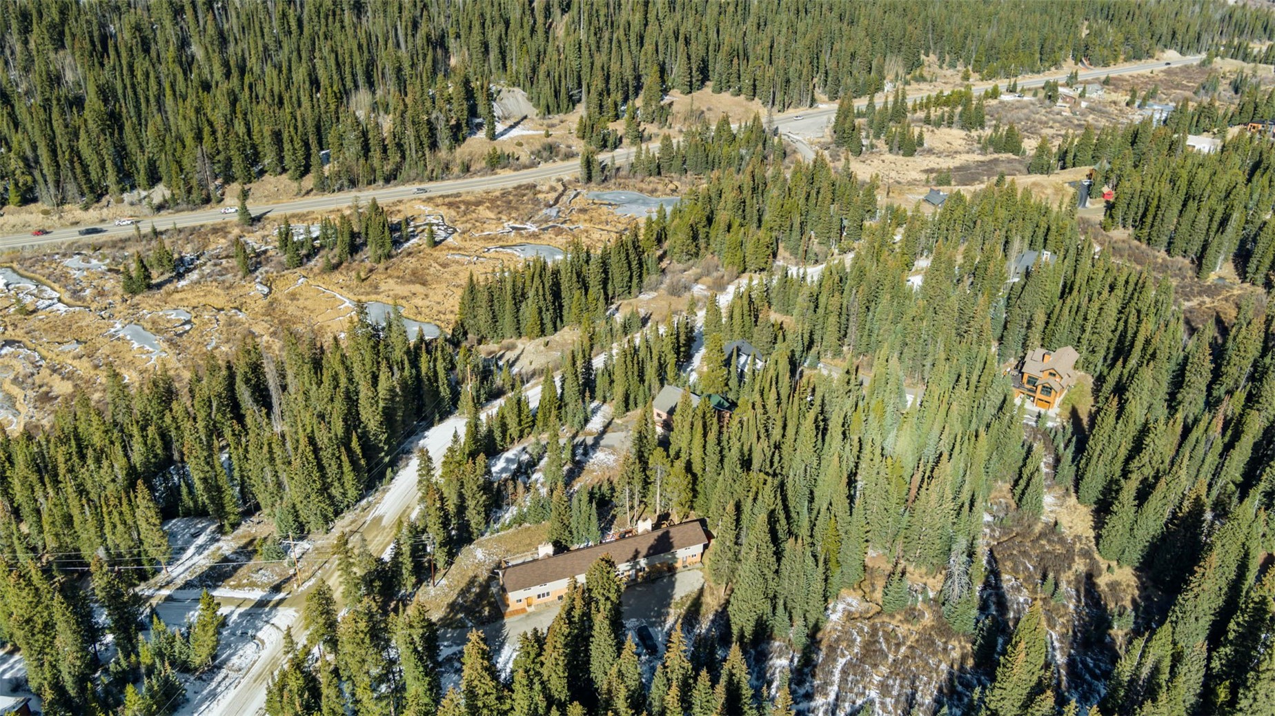 283 Range Road, Unit 1 Breckenridge, CO 80424 - Photo 9 of 11 The condo building is in the lower middle of the image. The free bus stop is on Hwy 9, just to the right of the upper middle of the image. Blue River is near the Hwy 9 and the Myla Rose restaurant is 1 mile from the condo.