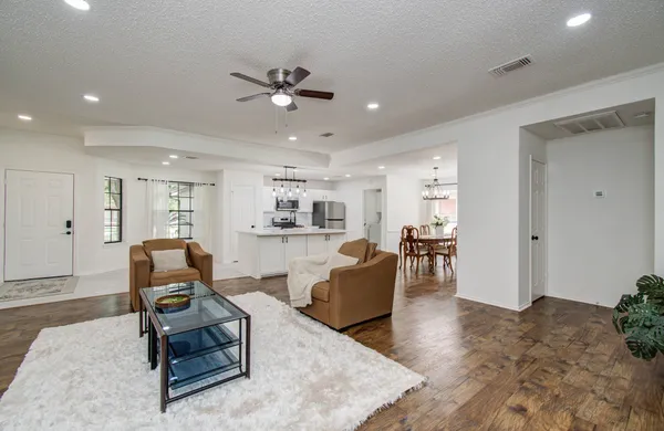 a living room with furniture