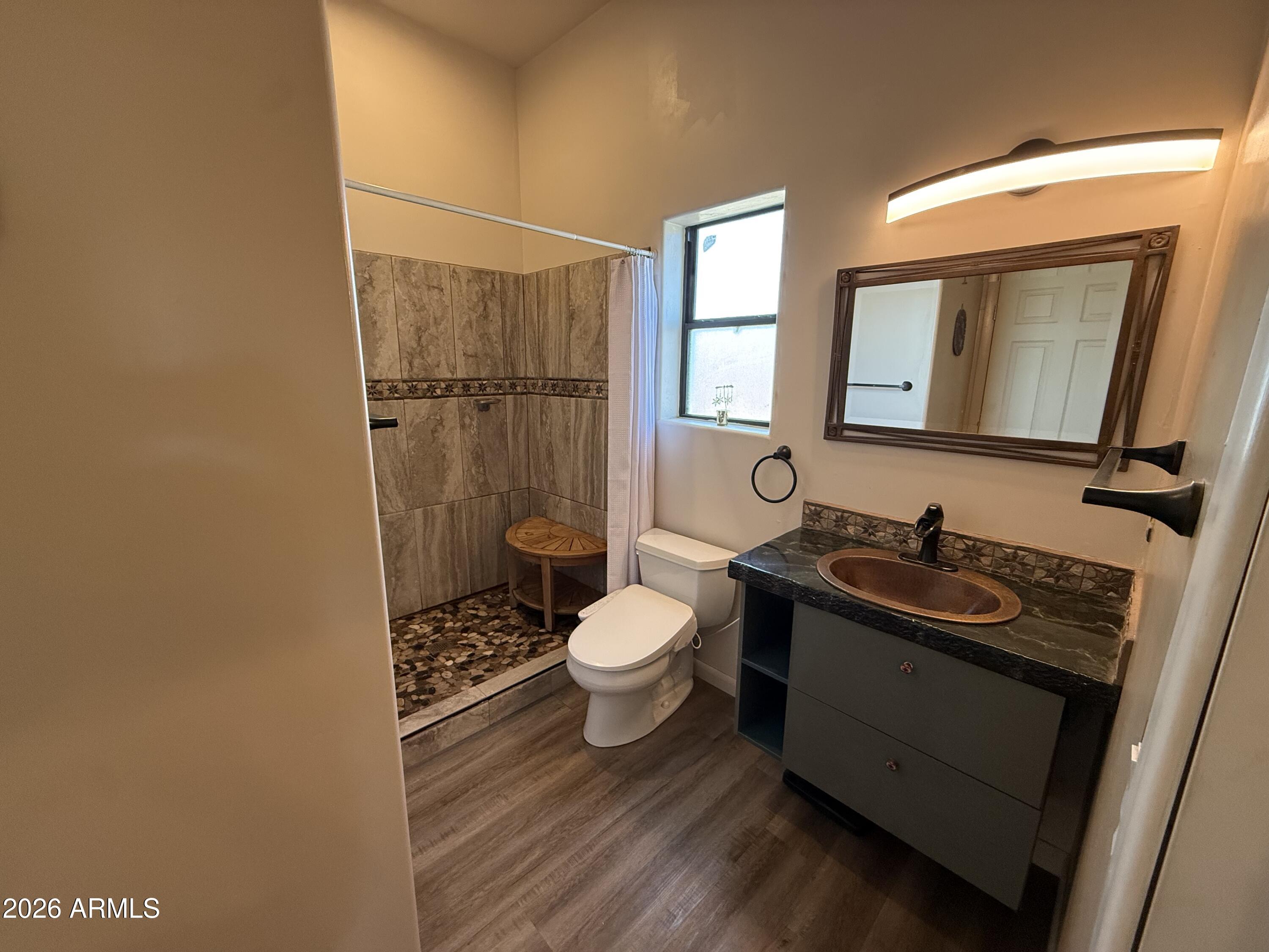 10545 North Ralston Road Maricopa, AZ 85139 - Photo 10 of 27 a bathroom with a toilet a sink and mirror