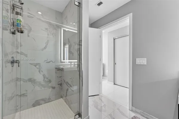 a bathroom with a shower