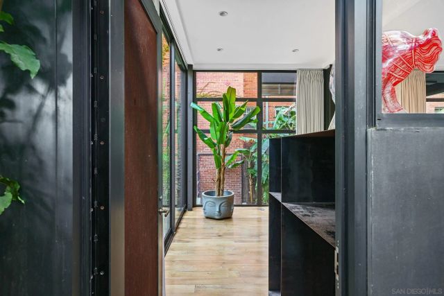 a living room with window