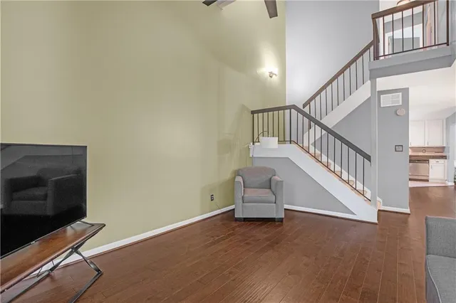 a view of entryway with wooden floor