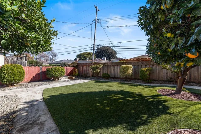 a view of a chairs in a backyard