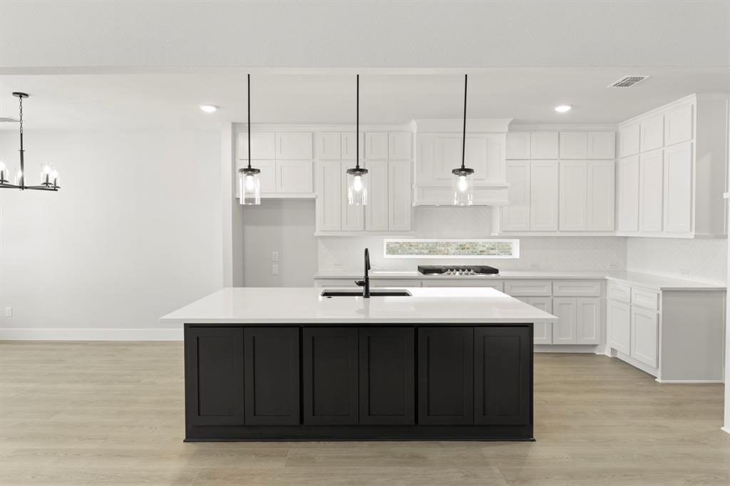 13709 Riola Drive Little Elm, TX 75068 - Photo 13 of 40 a kitchen with stainless steel appliances granite countertop a sink a stove and a refrigerator
