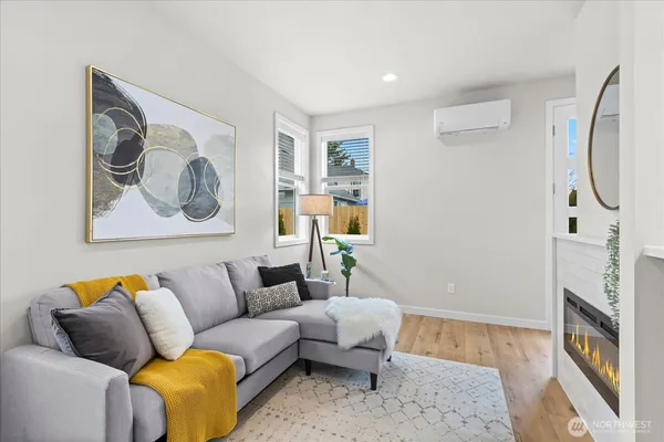 a living room with furniture and a couch