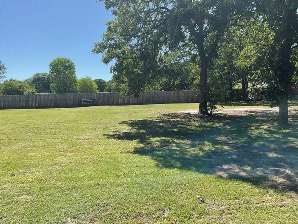 a view of a yard with a tree