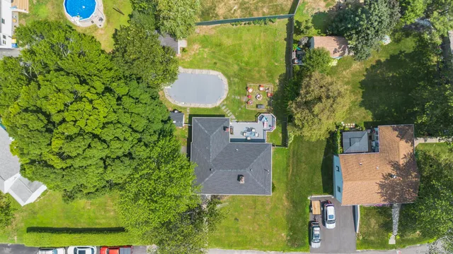 an aerial view of a house
