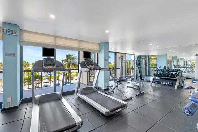 a view of a room with gym equipment